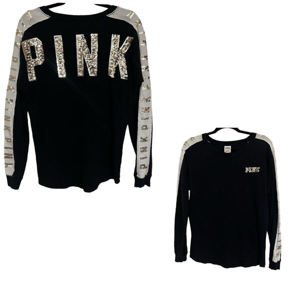 Victoria's Secret PINK Long Sleeve Sequin Sweatshirt XS - Picture 1 of 11